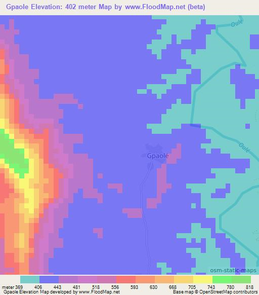 Gpaole,Guinea Elevation Map