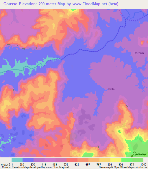 Gousso,Guinea Elevation Map