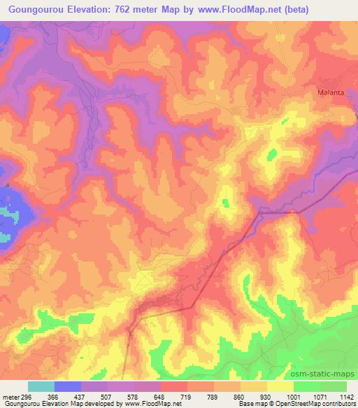 Goungourou,Guinea Elevation Map