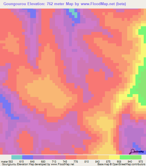 Goungourou,Guinea Elevation Map