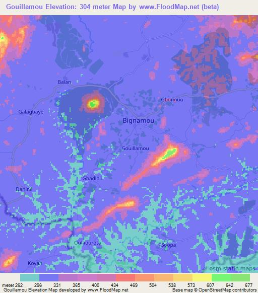 Gouillamou,Guinea Elevation Map