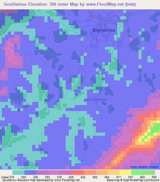 Gouillamou,Guinea Elevation Map