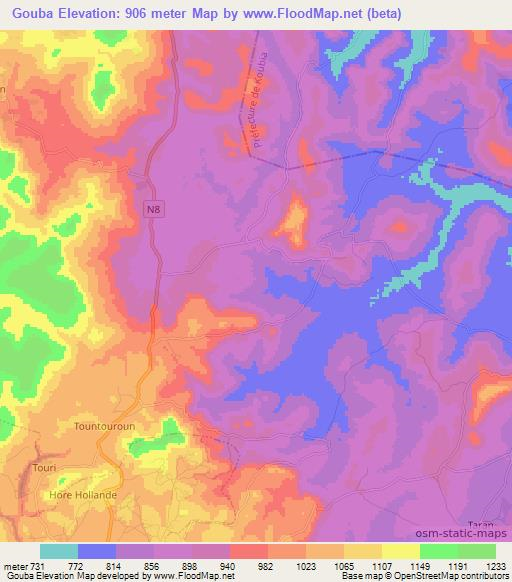 Gouba,Guinea Elevation Map