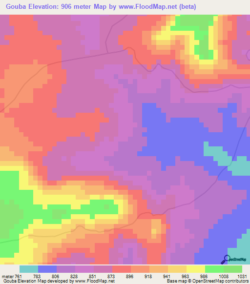 Gouba,Guinea Elevation Map