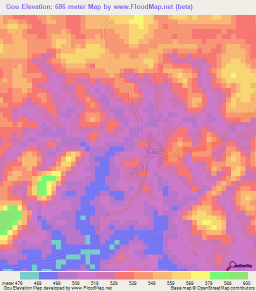 Gou,Guinea Elevation Map