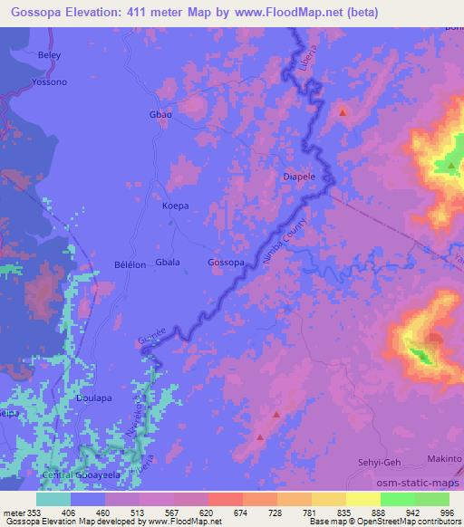 Gossopa,Guinea Elevation Map