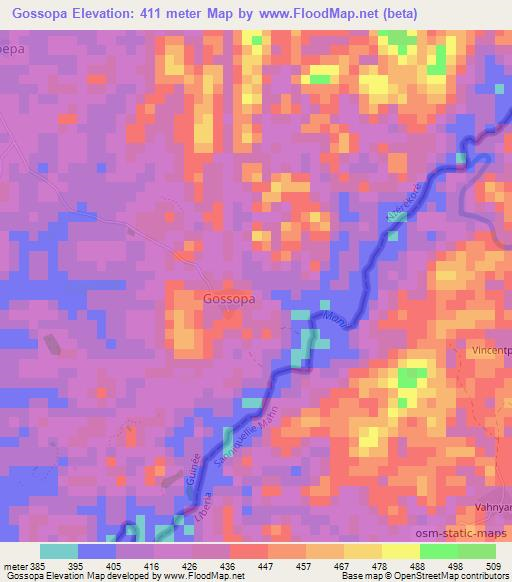 Gossopa,Guinea Elevation Map