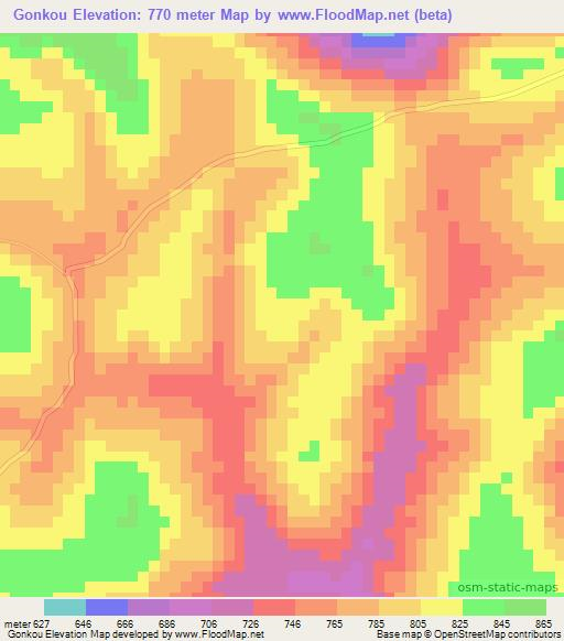 Gonkou,Guinea Elevation Map