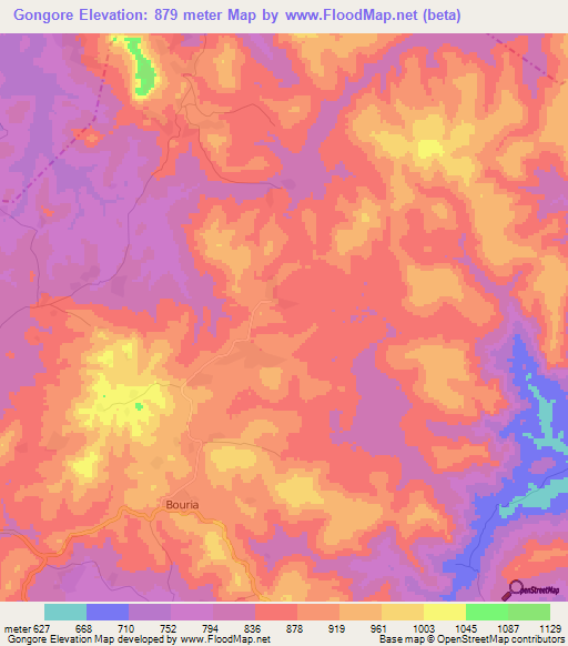 Gongore,Guinea Elevation Map