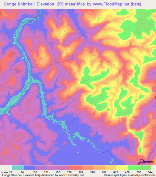 Gonga Khimbeli,Guinea Elevation Map