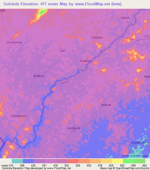 Golotola,Guinea Elevation Map