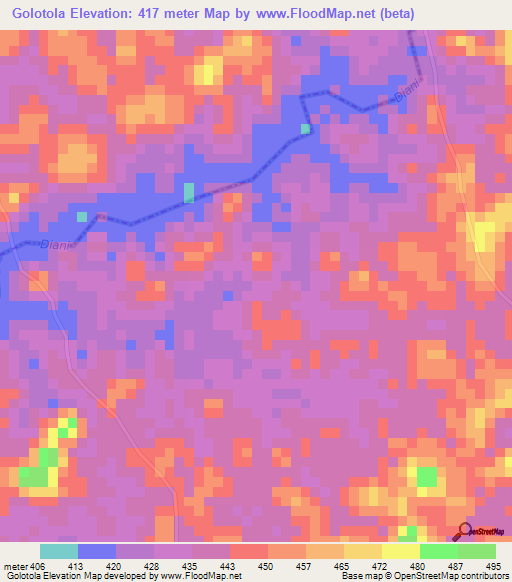 Golotola,Guinea Elevation Map