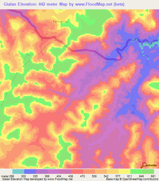 Gialan,Guinea Elevation Map