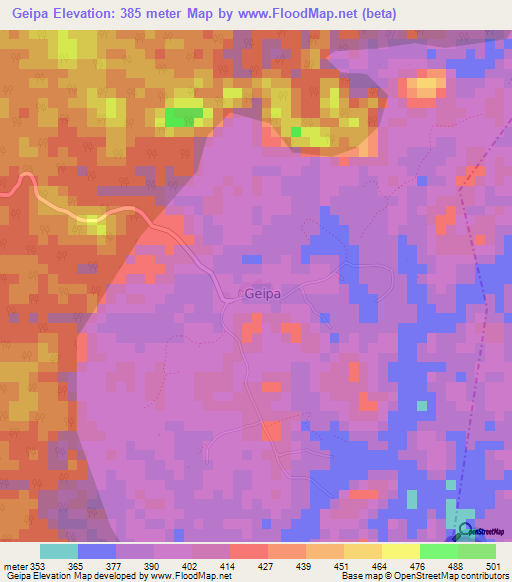 Geipa,Guinea Elevation Map