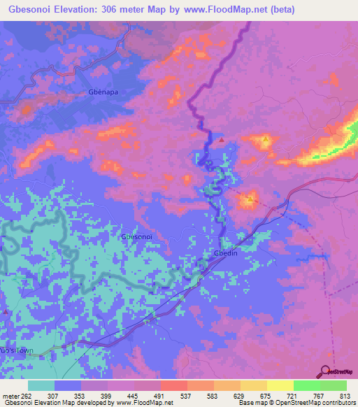 Gbesonoi,Guinea Elevation Map