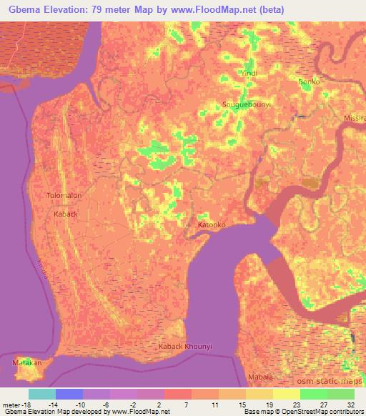 Gbema,Guinea Elevation Map