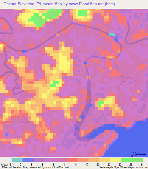 Gbema,Guinea Elevation Map