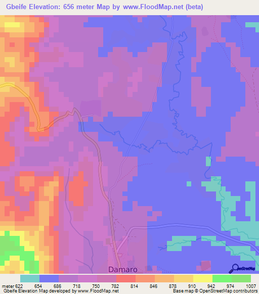 Gbeife,Guinea Elevation Map