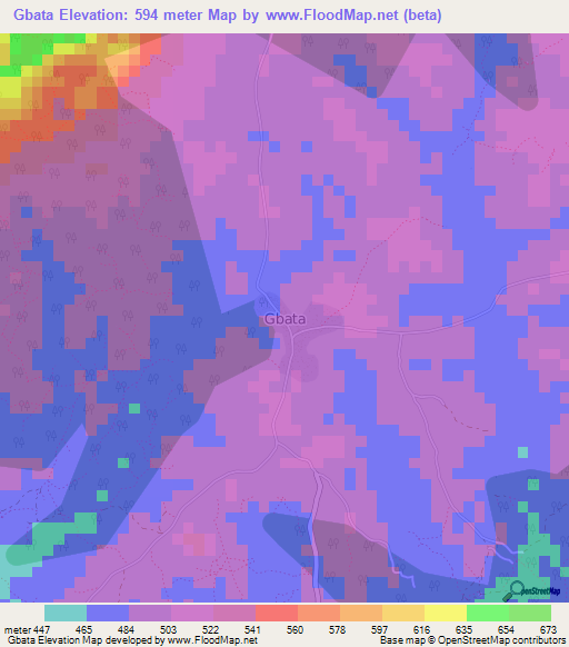 Gbata,Guinea Elevation Map