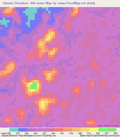 Gbaole,Guinea Elevation Map