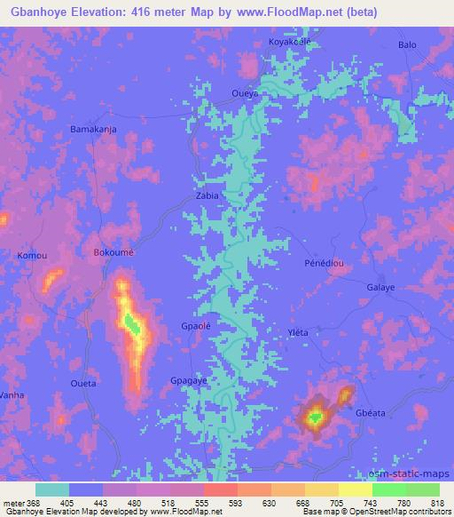 Gbanhoye,Guinea Elevation Map