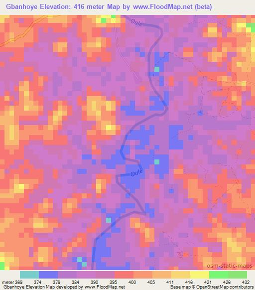 Gbanhoye,Guinea Elevation Map