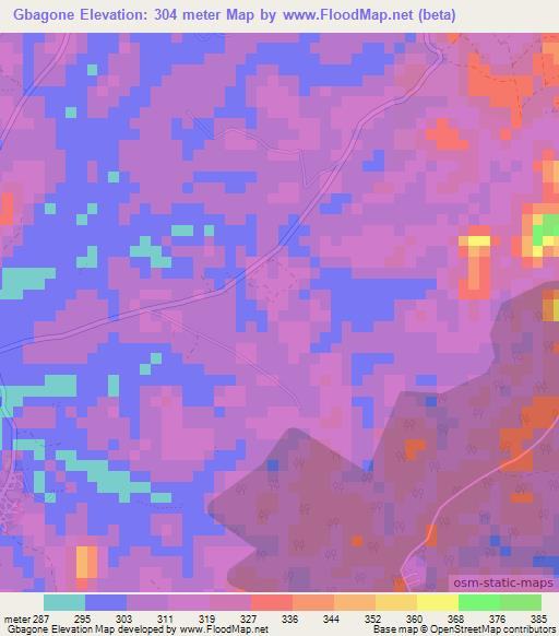 Gbagone,Guinea Elevation Map