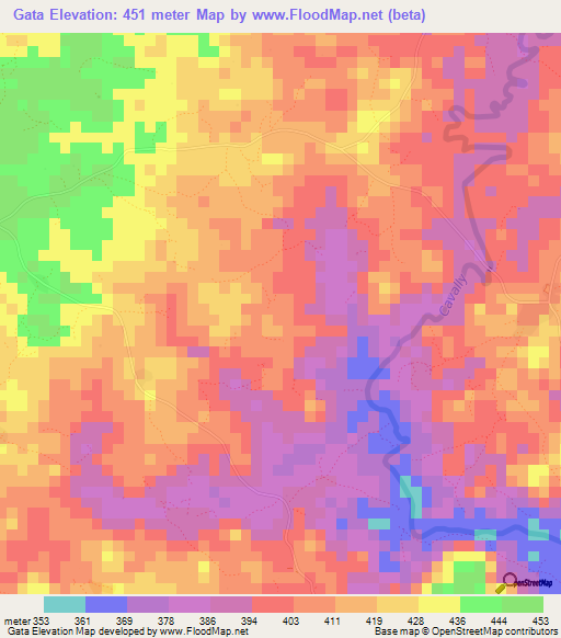 Gata,Guinea Elevation Map