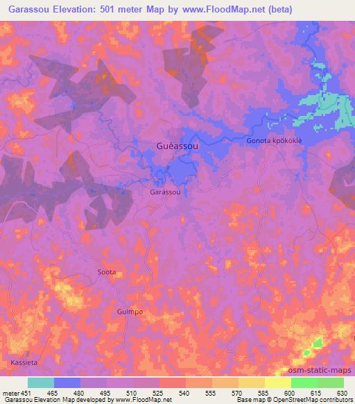 Garassou,Guinea Elevation Map