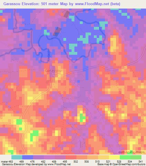 Garassou,Guinea Elevation Map