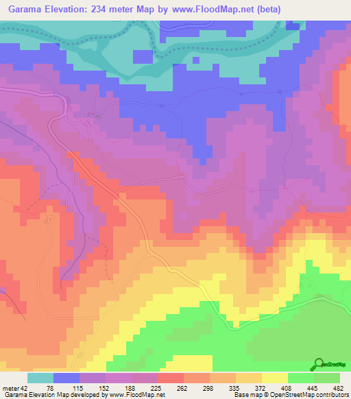 Garama,Guinea Elevation Map