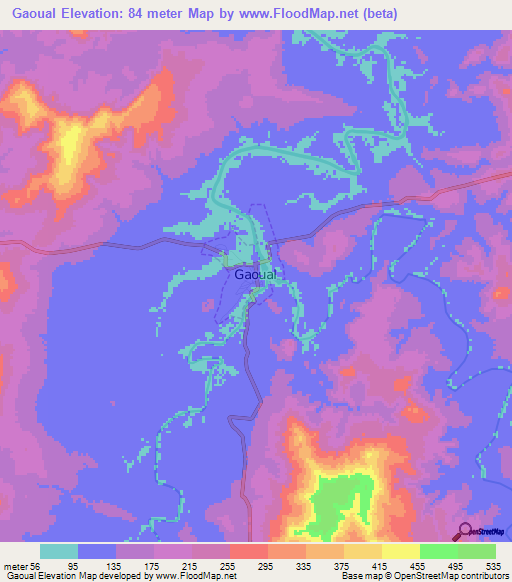 Gaoual,Guinea Elevation Map