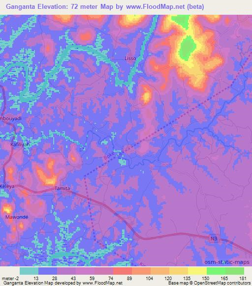 Ganganta,Guinea Elevation Map