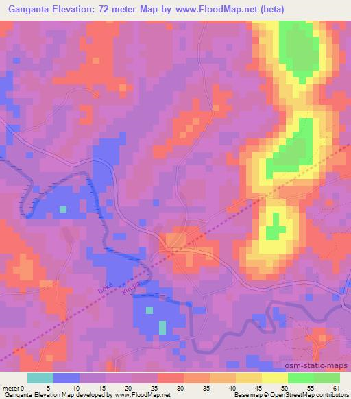 Ganganta,Guinea Elevation Map