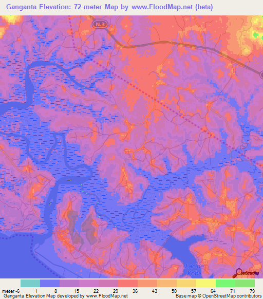 Ganganta,Guinea Elevation Map