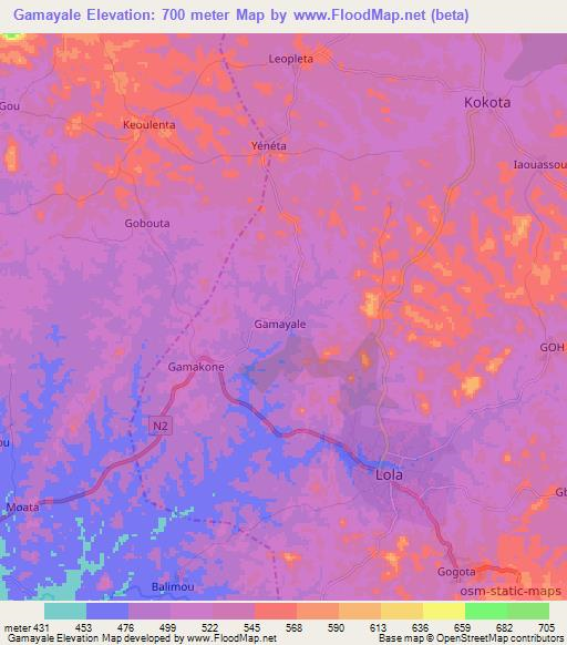 Gamayale,Guinea Elevation Map