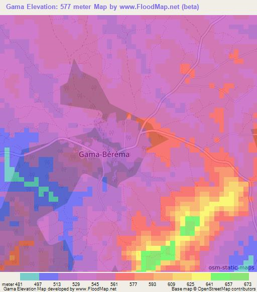 Gama,Guinea Elevation Map