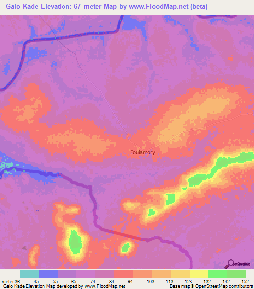 Galo Kade,Guinea Elevation Map