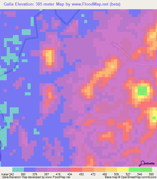 Galia,Guinea Elevation Map