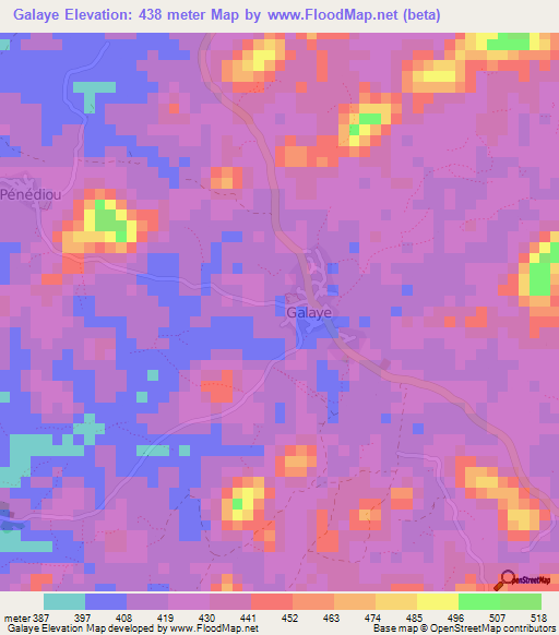 Galaye,Guinea Elevation Map