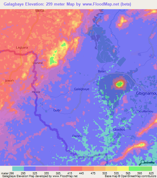 Galagbaye,Guinea Elevation Map