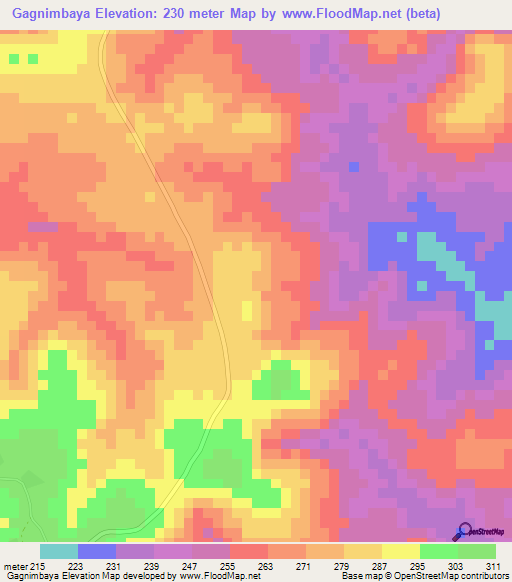 Gagnimbaya,Guinea Elevation Map