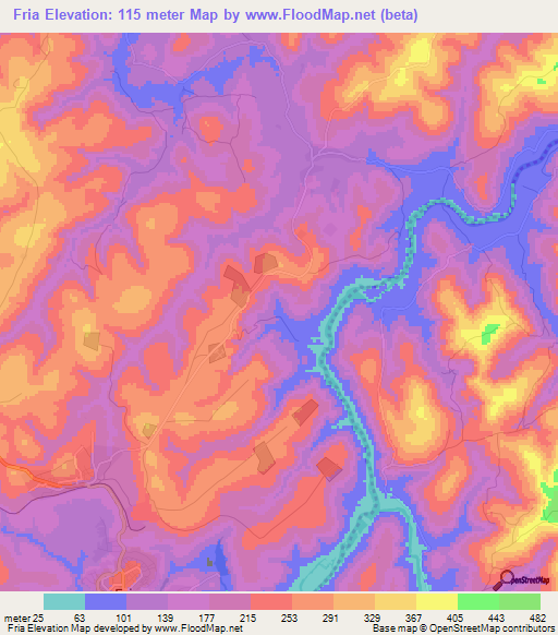 Fria,Guinea Elevation Map