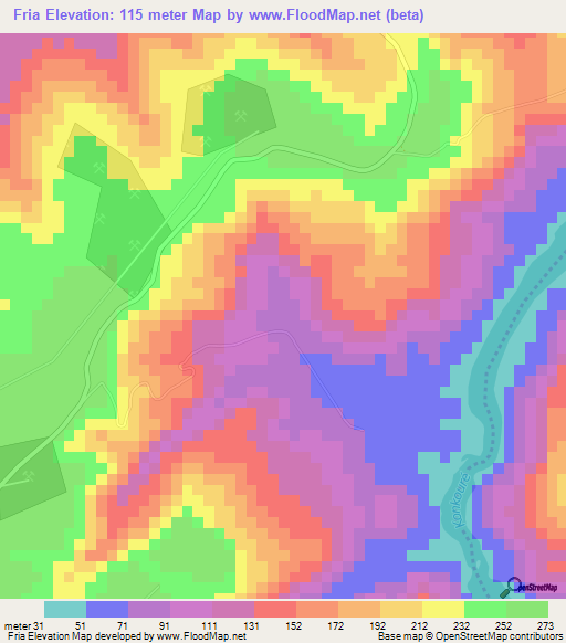 Fria,Guinea Elevation Map