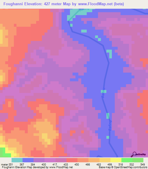 Foughanni,Guinea Elevation Map