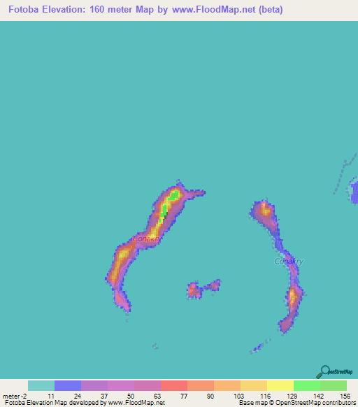 Fotoba,Guinea Elevation Map