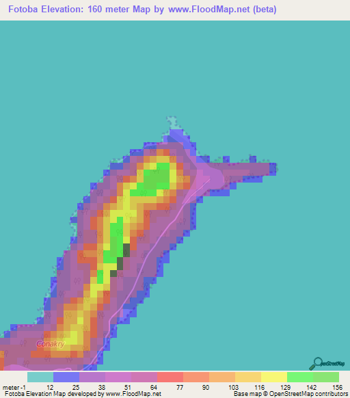 Fotoba,Guinea Elevation Map