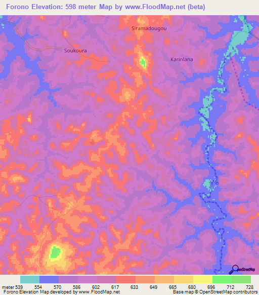 Forono,Guinea Elevation Map