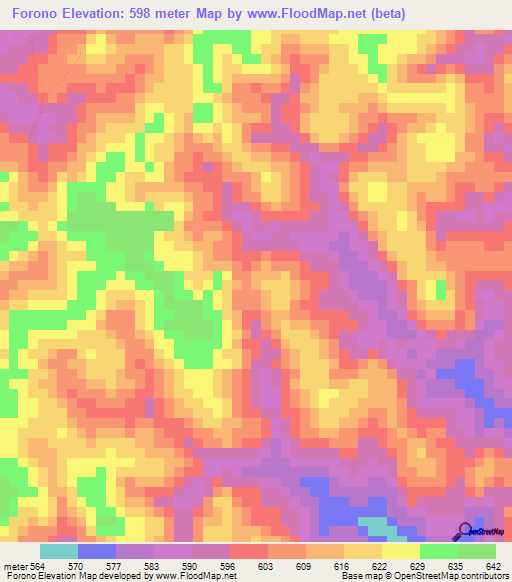 Forono,Guinea Elevation Map