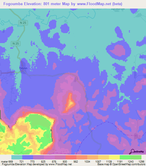 Fogoumba,Guinea Elevation Map